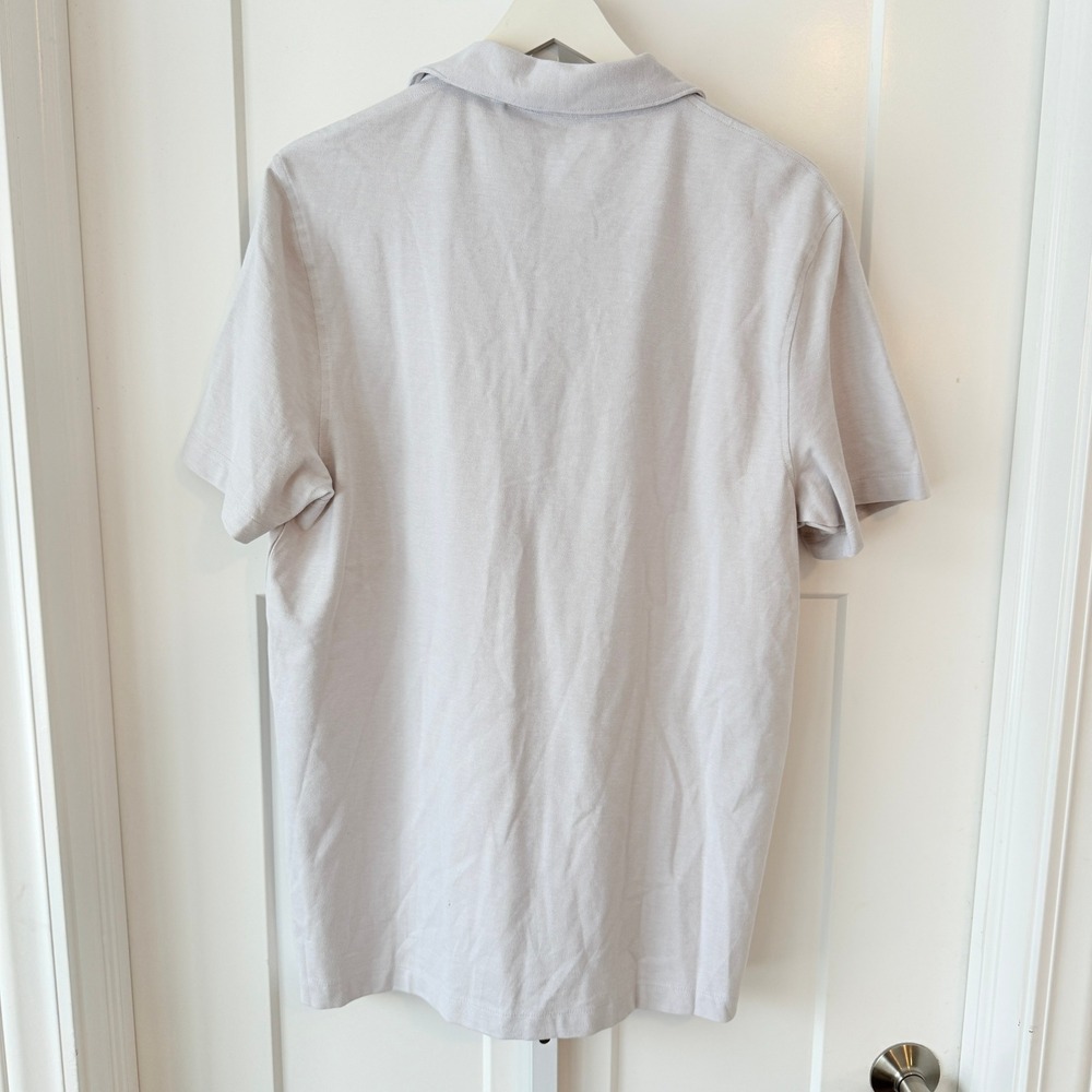 Tailor Vintage Mens Large Gray Pique Polo Shirt Palm Tree Collar Trim NWT - Picture 3 of 4